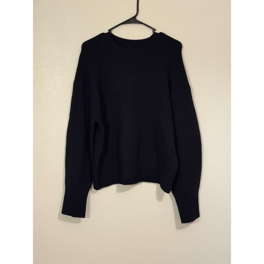 $295 VINCE SWEATER WOOL CASHMERE CREW NECK PULLOVER BLACK X-Large classic preppy